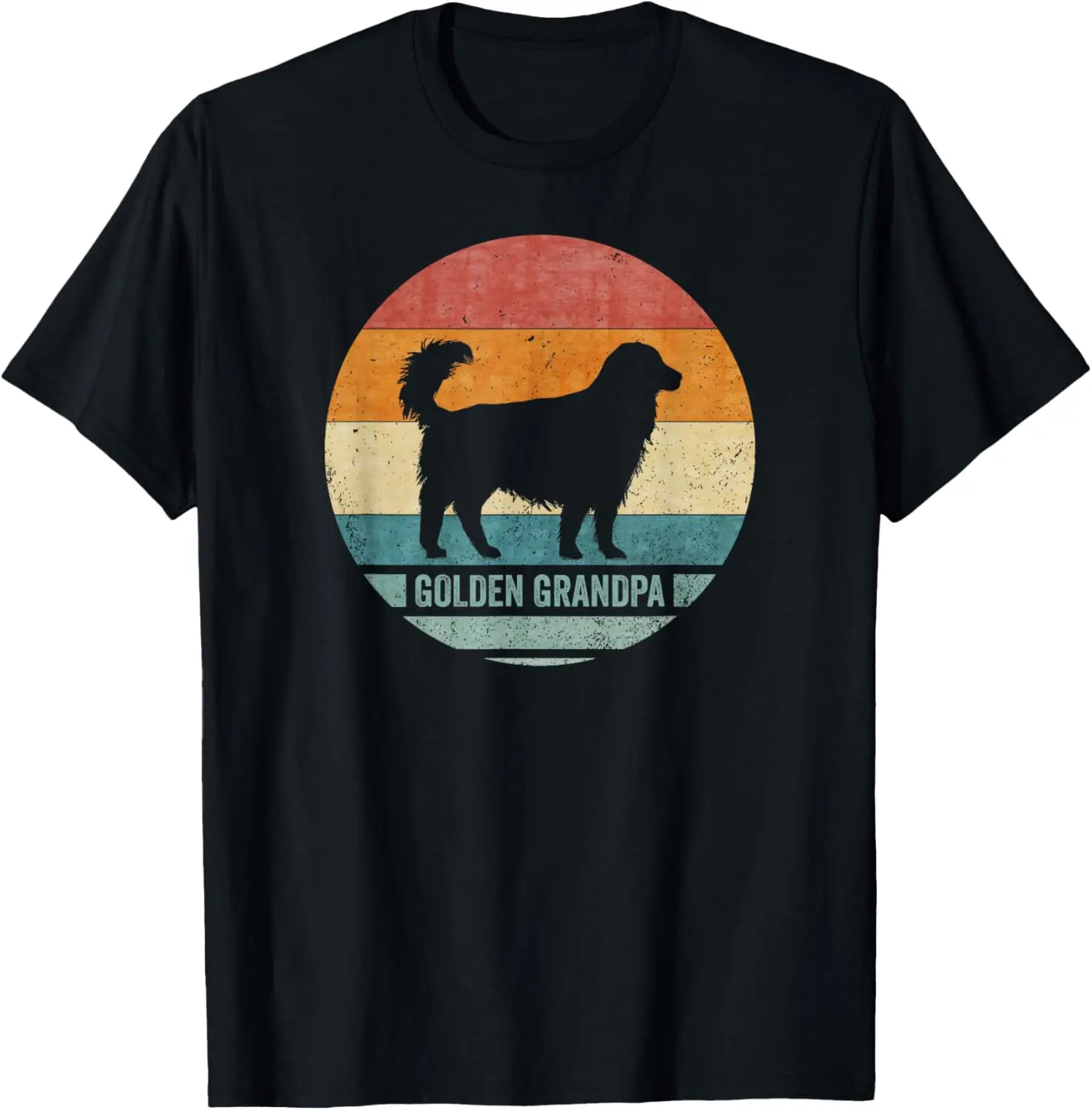 

Vintage Retro Golden Retriever Dog Grandpa Silhouette Sunset T-Shirt