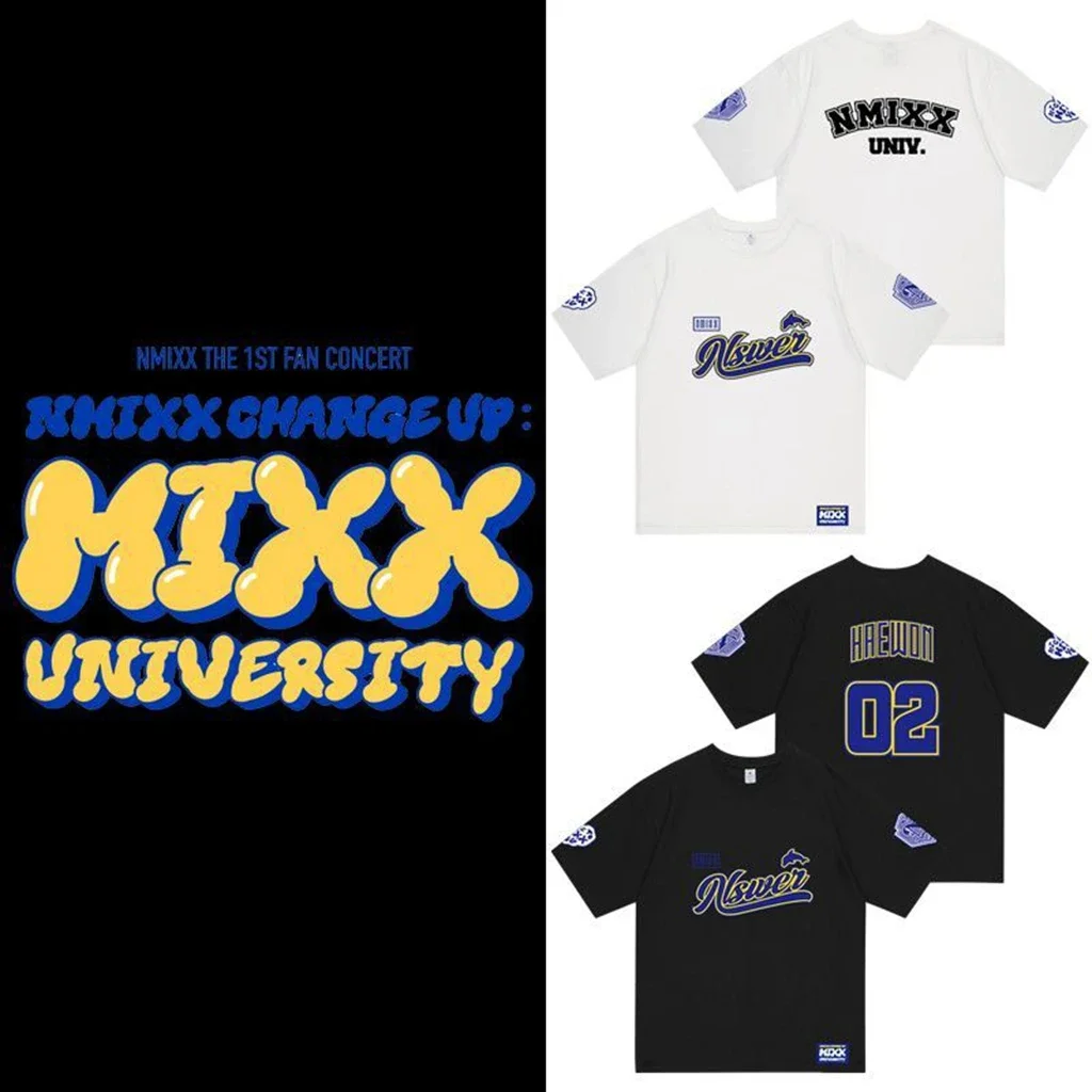 KPOP NMIXX MIXX UNIVERSITY T-shirt High Quality Cotton Round Neck T Shirt Women Men Street Casual Summer Short Sleeve Tee Tops