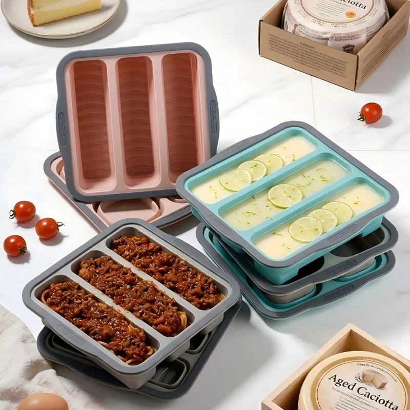 Silicone divided lunch box, food freezer box, storage box, fresh-keeping lunch box, kitchen food storage mold