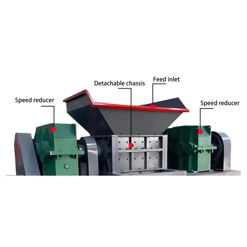 New Large Dual-Shaft Tire Recycling Machine Scrap Rubber Tire Crusher Used Clothing Pulverizer 75 kW High Productivity Motor shi