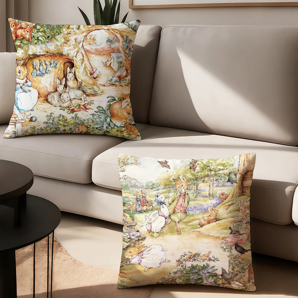 كارتون عيد الفصح P-peter R-أرنب كيس وسادة وسائد مكتب مناسبة لأريكة غرفة نوم السيارة غطاء الوسادة الزخرفية #2