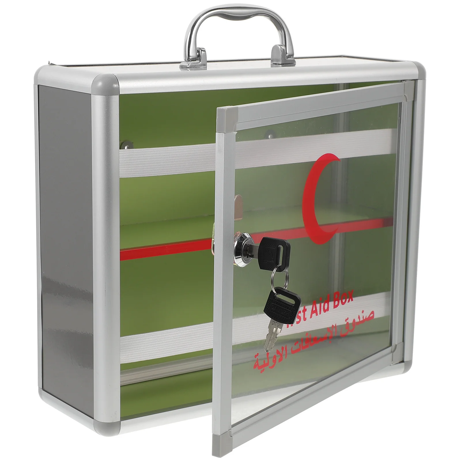 First Aid Medicine Box Aluminum Alloy Portable Lockable Storage Container For Home Office Outdoor Wall Mounted Case