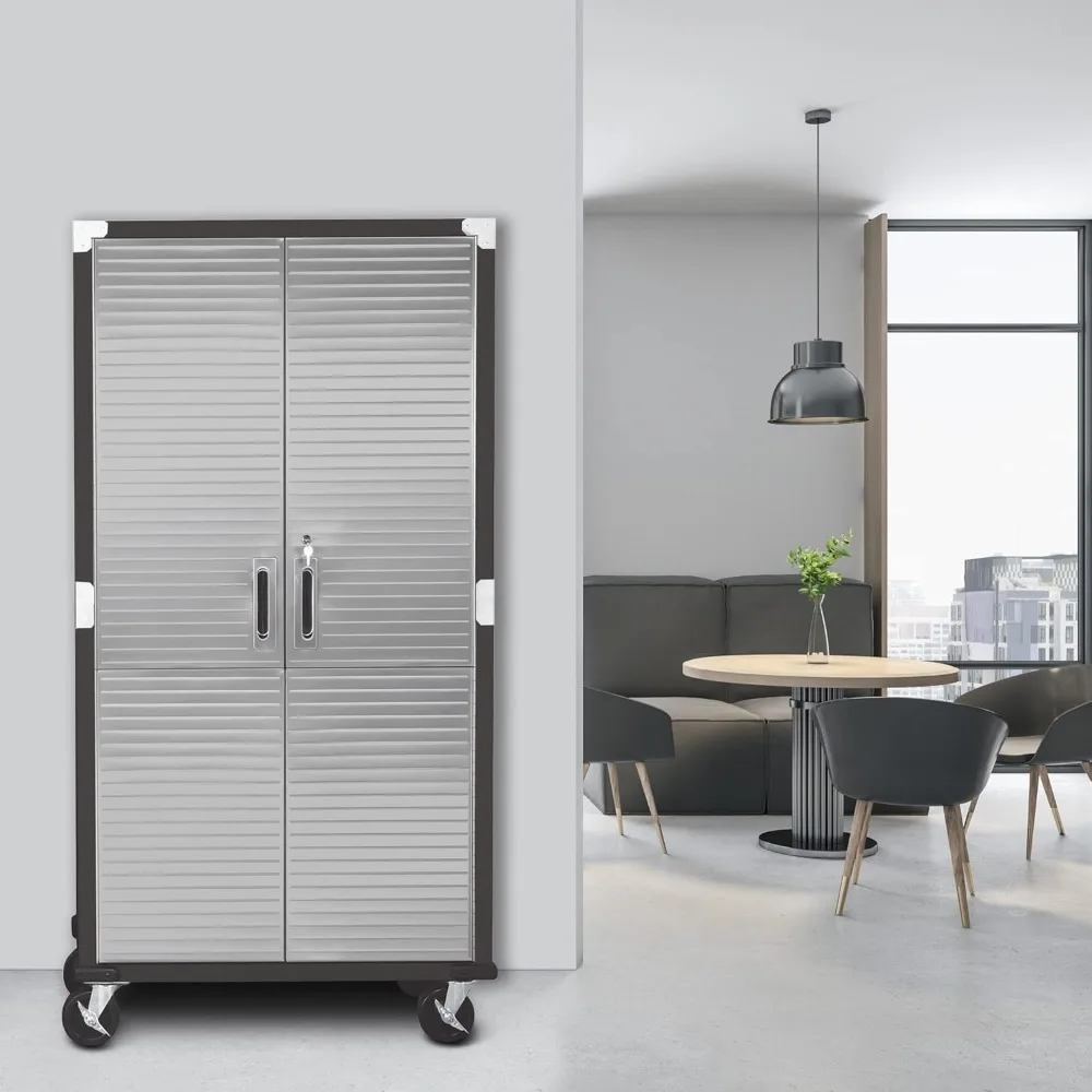 

Металлический шкаф-органайзер UltraHD из твердой стали с замком, с регулируемыми полками для гаража,