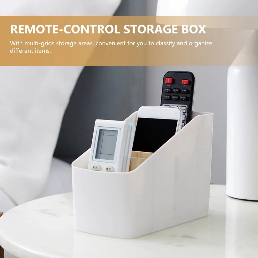 

Remote Control Holder Multi Compartments Storage Box Compact Desktop Organizer Sundries Container Home Office Desktop Storage