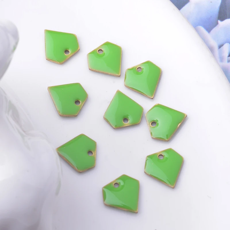 30pcs 10*10mm  Copper Colorfull Small Triangle Charms Both Sided Enamel Pendant DIY Jewelry Earring Making