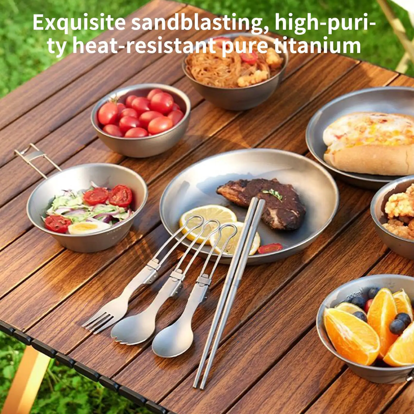 

Набор складной посуды из нержавеющей стали для кемпинга и пикника, 4 предмета: ложка, вилка, палочки для еды, для путешествий на природе