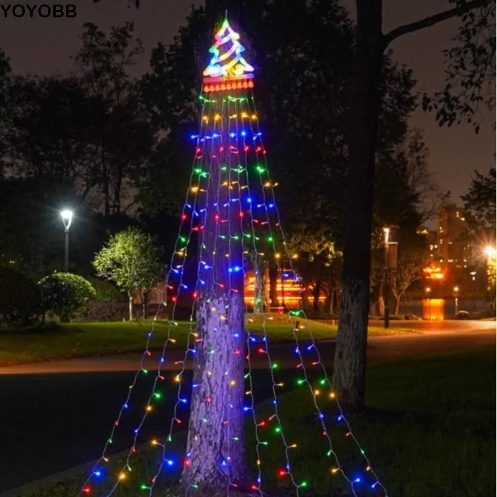 8 Lighting Modes Solar Christmas Lights Colorful Waterproof Star String Lights Remote Control USB/Solar Powered