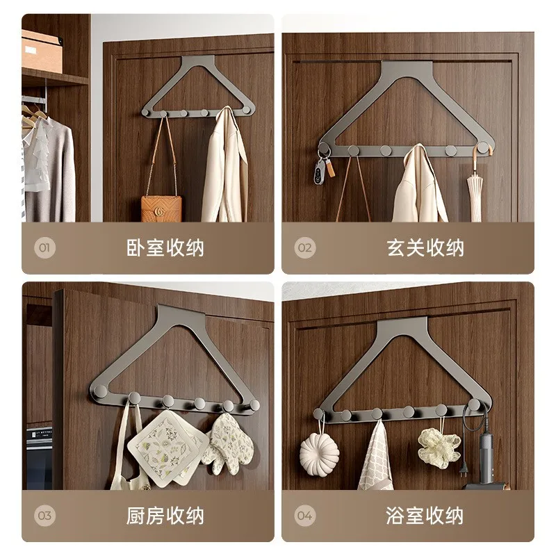 Triangular Door Hook Wall Mounted, PunchFree, Traceless Hanger for Coats, Hats, Bags, and More Organizer Clothes view 2