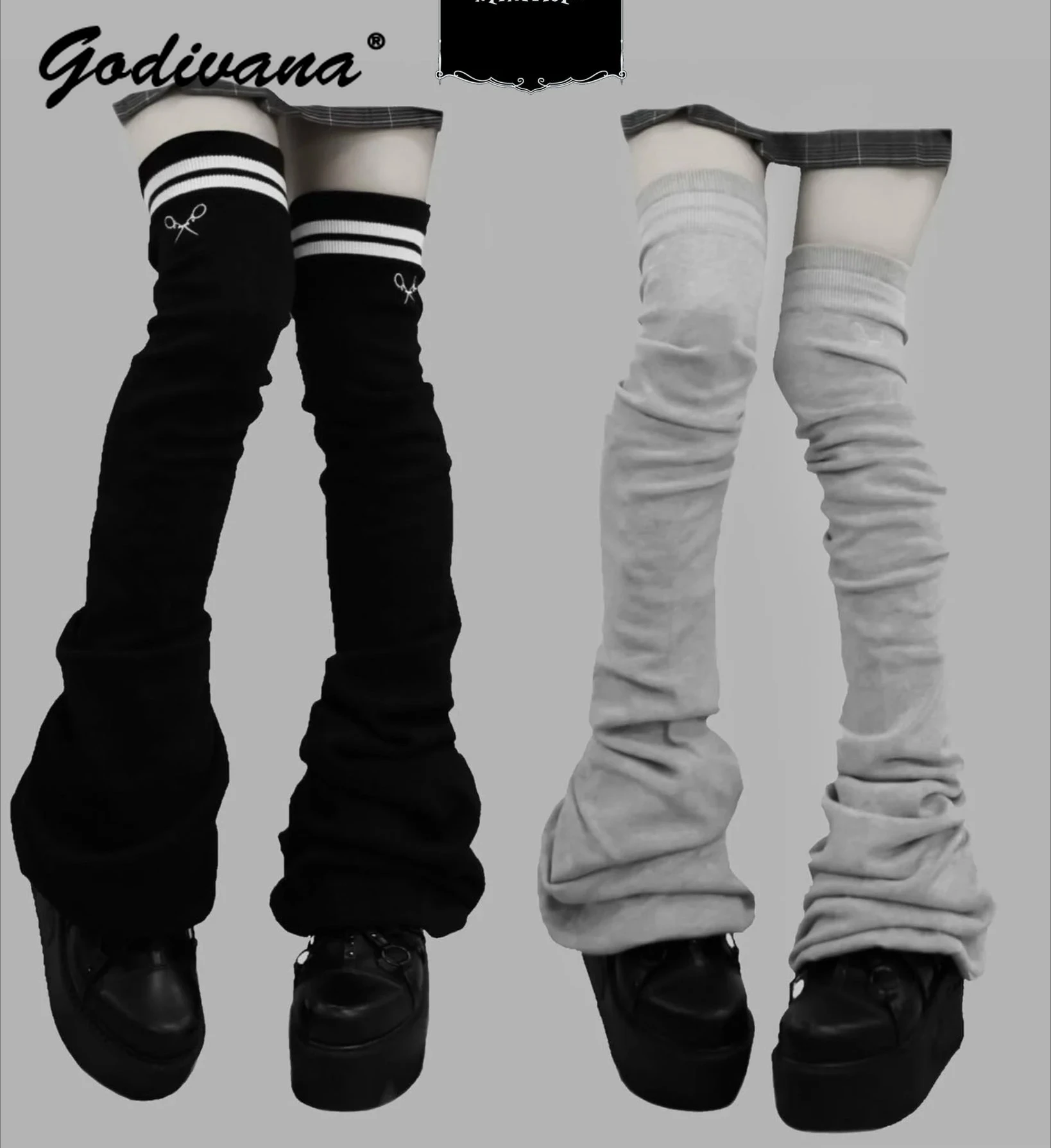 

Japanese Mine Series Scissors Over-the-Knee Leg Warmers New Autumn and Winter Subculture Gothic Y2K Long Socks