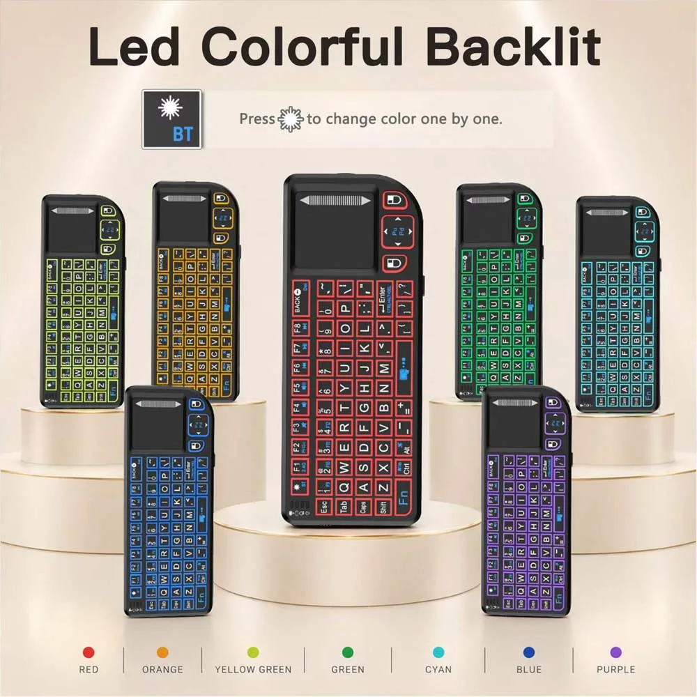 2.4G BT Wireless M15 Remote Control 7 Colors Backlight Keyboard Dual Mode Multimedia Keyboard Touchpad Combo M15 Clicker