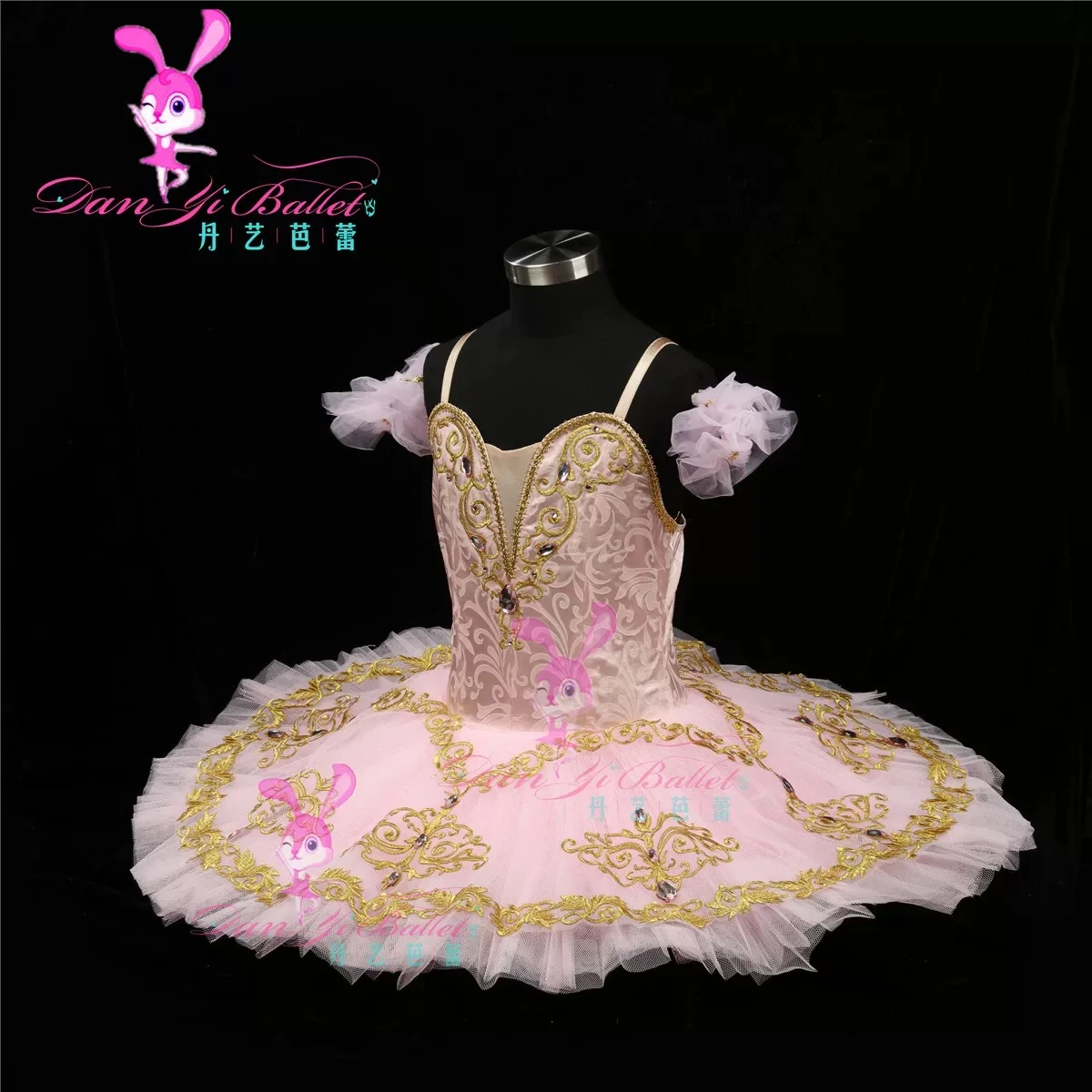 Danyiballet ชุดบัลเล่ต์เด็กเรียบง่ายสีชมพูเงินนางฟ้าเจ้าหญิงนิทราดิสก์กระโปรงประสิทธิภาพการแข่งขัน