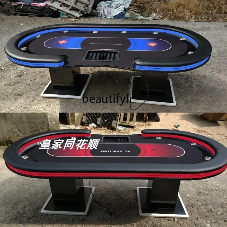 NewNew Texas Poker Table with Remote Control LED Lights Color Changeable More than Poker Table