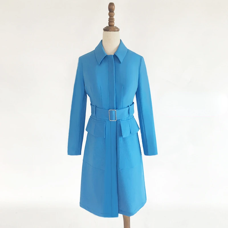 Kate Middleton Oversize 6XL Dress New Fashion Elegant Formal Office Lady Workplace Long Sleeve Blue Suit Coat Outwear With Belt