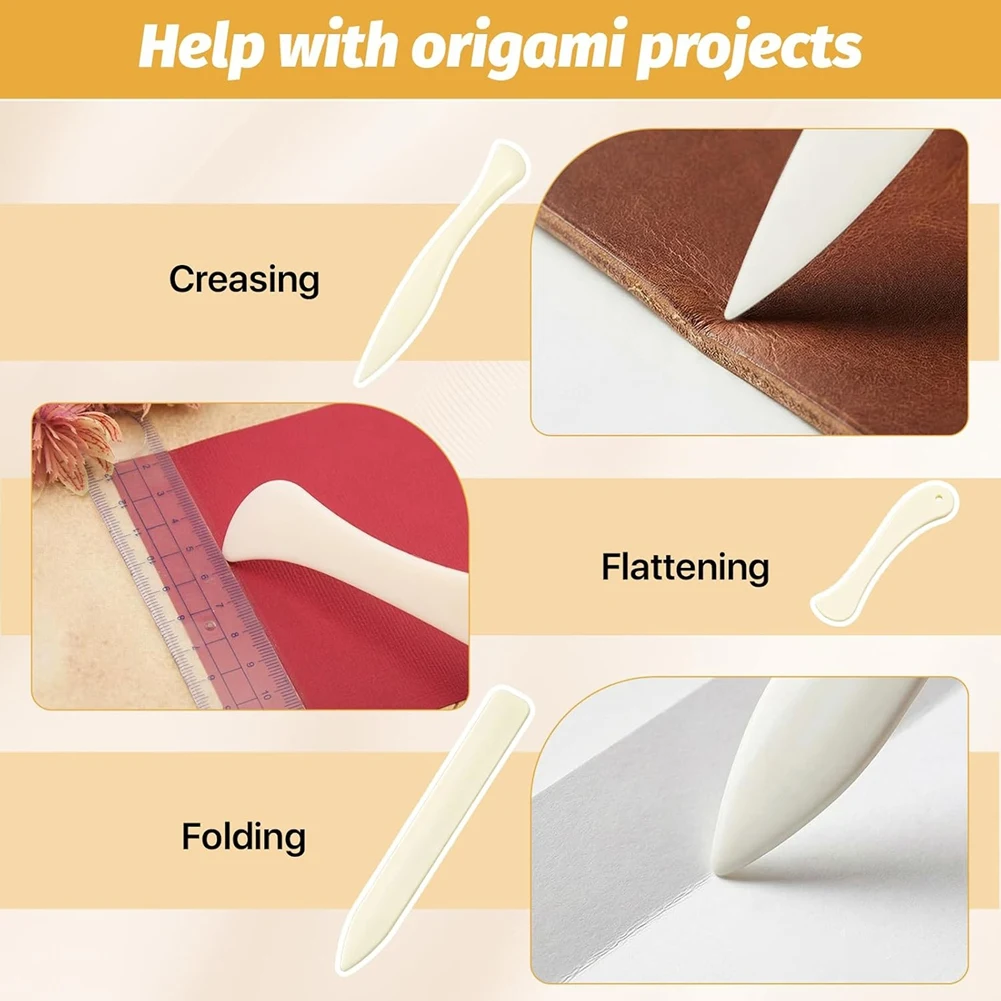 Smooth Plastic Folding Scoring Burnishing Crafting Scrapbooking Tool 3 Shape Folding Tools for Bookbinding Paper Crafts