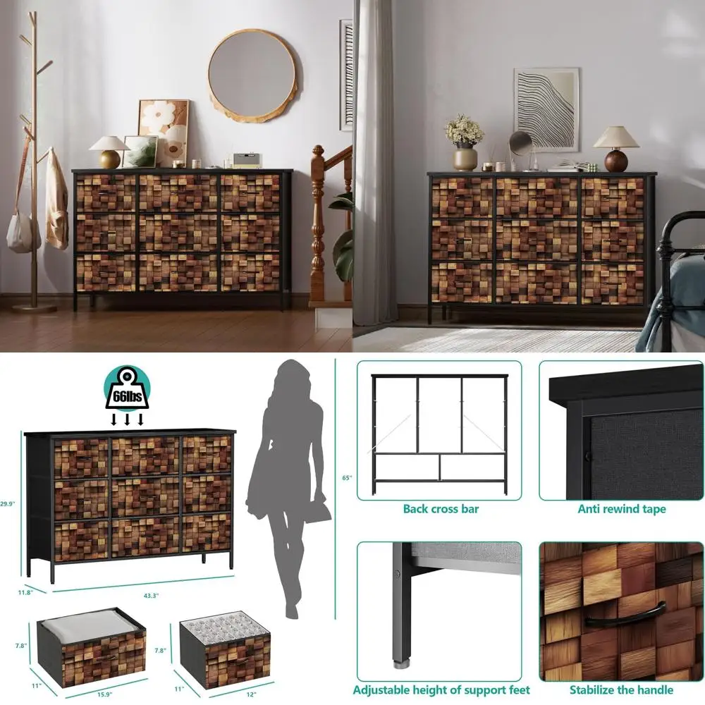 

Подставка под телевизор с 9 ящиками, тканевый ящик, черный деревянный комод для спальни, коричневый шкаф для хранения в шкафу