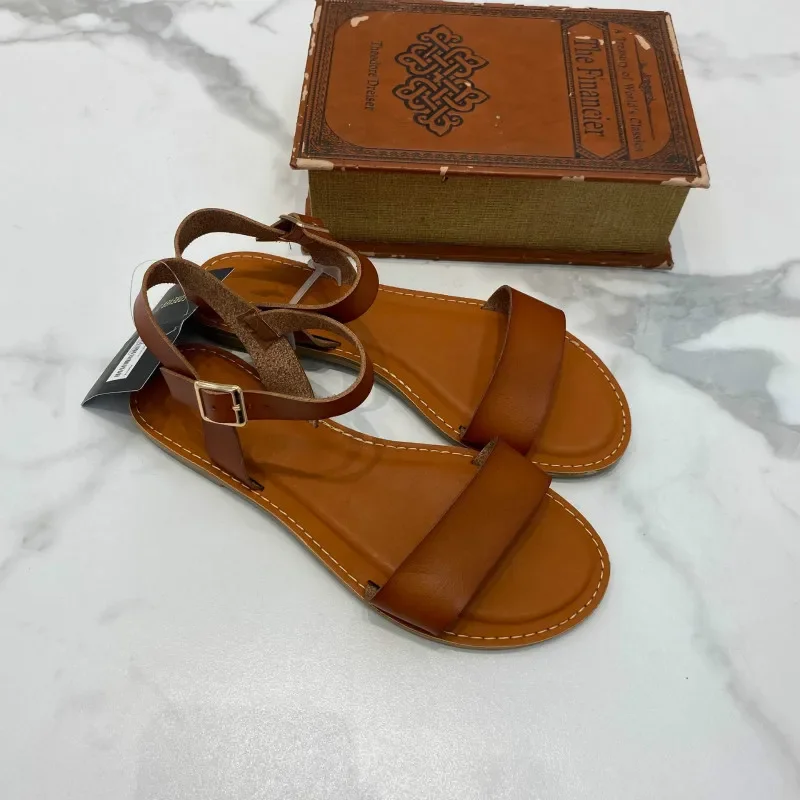 Women Gladiator Sandals Flat with Summer Beach Shoes Woman Retro Solid Round To Comfort Casual Buckle Strap Beach Sandalias