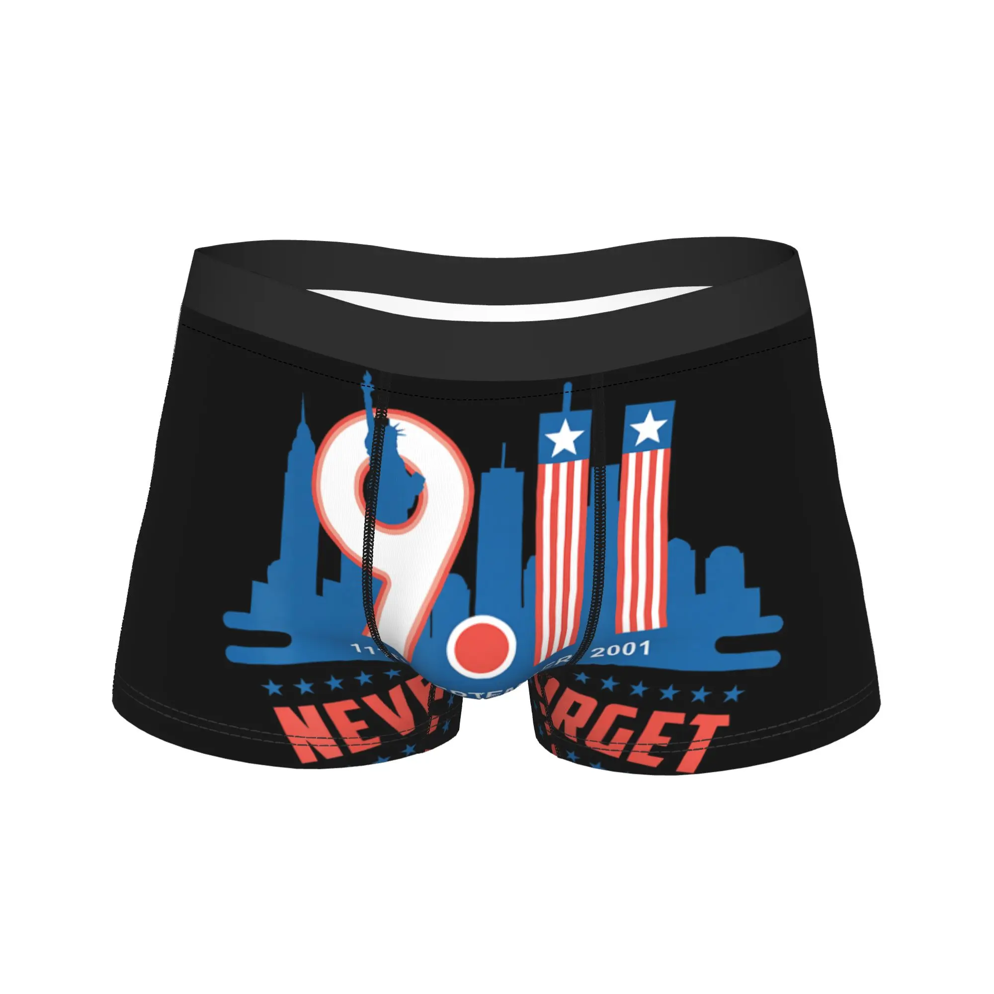 Never Forget September 11 2001 Memorial Day 911 American Flag  Underwear Male Shorts Briefs Novelty Boxer Shorts Underpants