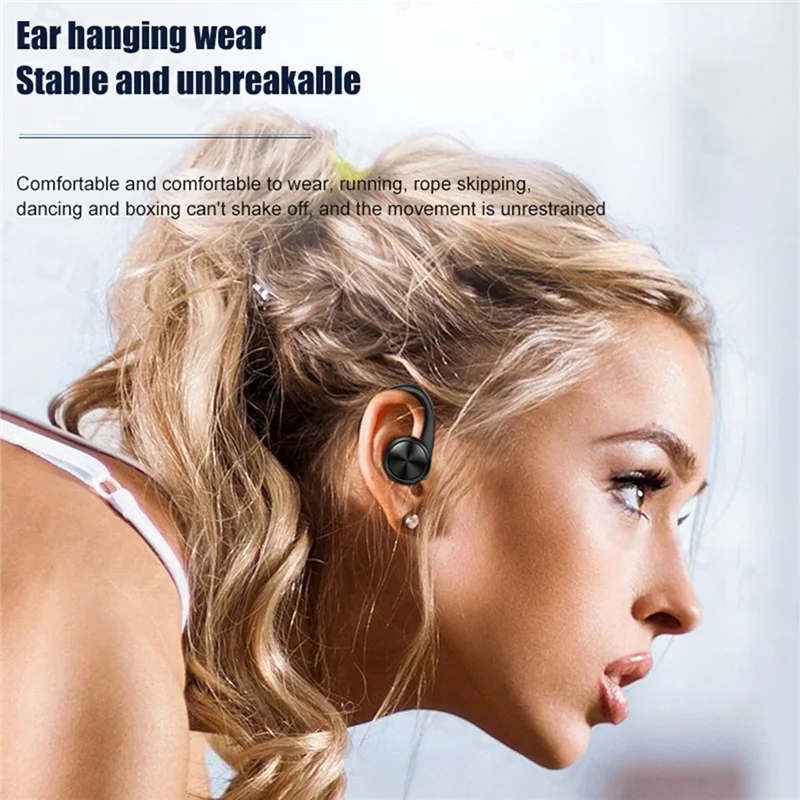 Sports Wireless Headphones with Mic IPX5 Waterproof Ear Hooks Bluetooth Earphones HiFi Stereo Music Earbuds (White)