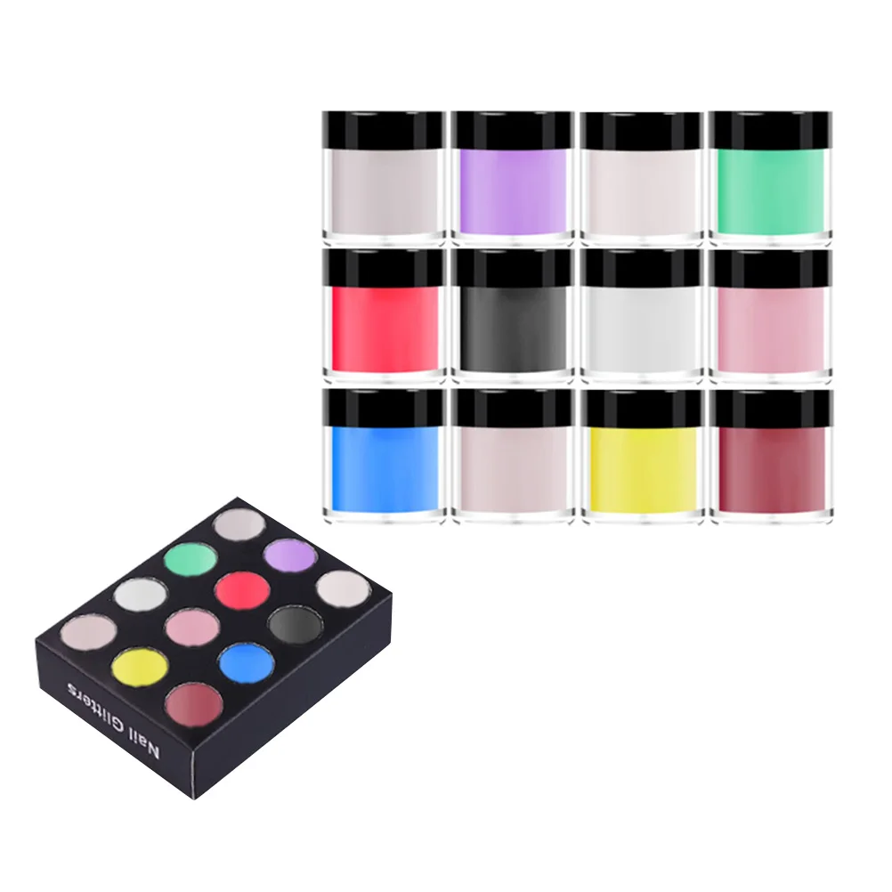 12 Colors Nail Art Crystal Powder Shiny Acrylic Manicure Nail Carving Glitter Powder DIY Decoration for Women