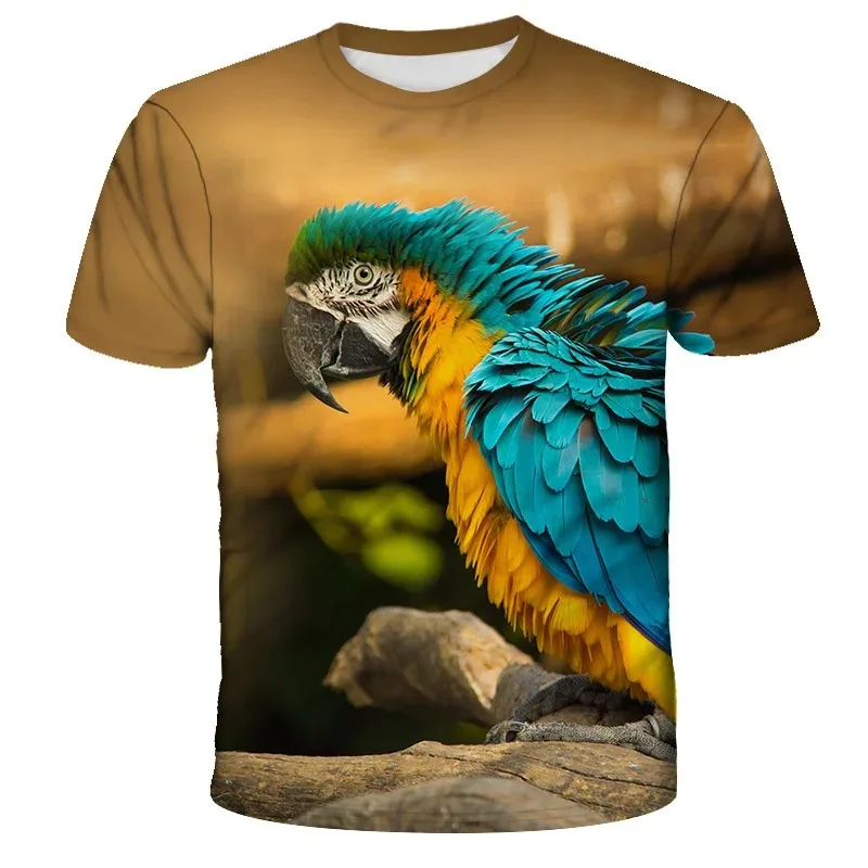 

3D Printed Parrot Men's T-shirt, Loose Comfortable Path T-shirt, Casual Bird T-shirt, Short Sleeve, Summer