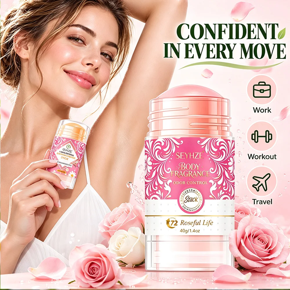 SEYHZE 40g underarm deodorant stick, with coconut oil, shea butter, aloe, aluminum-free, 72h odor control, long-lasting scent,