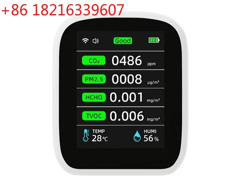 TAO PV28-CW 8-in-1 Air Quality Monitor Detector for CO2 PM1.0/PM2.5/PM10 HCHO TVOC Temperature Humidity