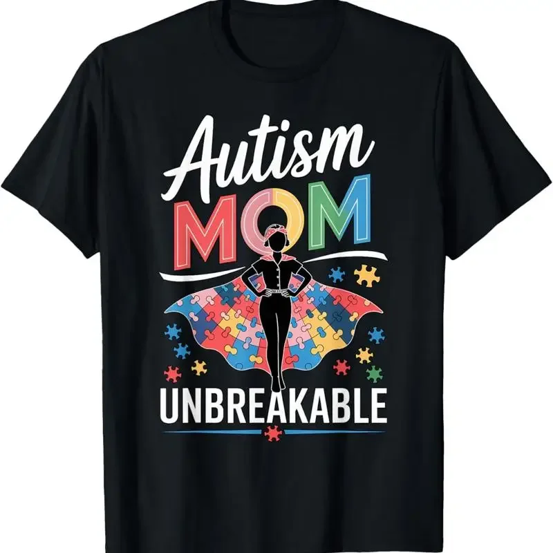 T-shirt de soutien pour les mères d'enfants autistes, motif pièce de puzzle incassable, pour les défenseuses de la cause de l'autisme