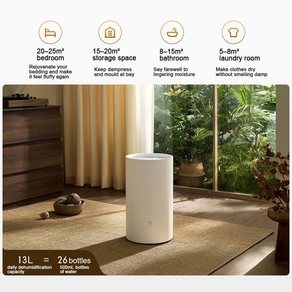 XIAOMI MIJIA Smart Dehumidifier 13L,3 Dehumidification Mode,3L Water Tank,Antibacterial Filter,Chinese Version With Adapter image 3