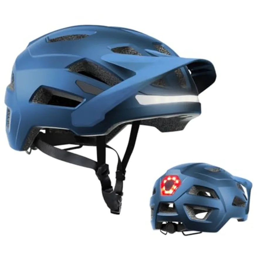 

Bike Helmet Helmets for Adults Men Front and Back LED Lights Safe Certified MTB Road Bicycle Helmet with Adjustable Brim