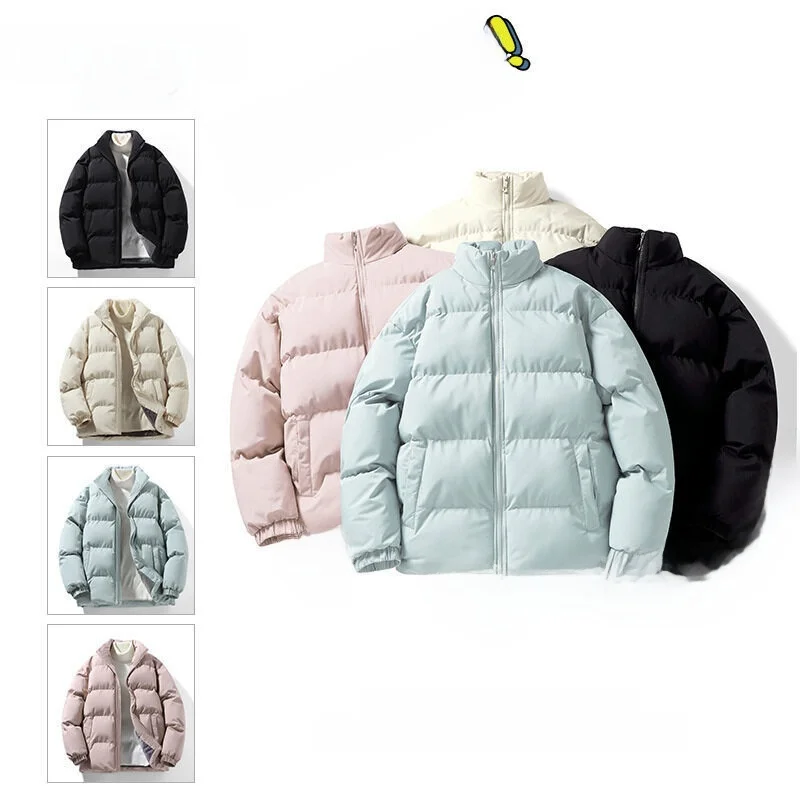 

Men's Cotton Jaet Autumn Winter Bread Sle Loose Fit Stand Collar Hong Kong Sle Faion Urban Thiened Polyester Fiber