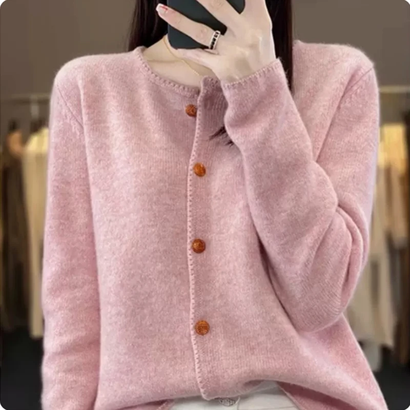 Autunno Inverno Donna Or Wool Camere Cardigan Maglione lavorato a maglia Cappotto aperto sul davanti Sle Regular Sve Lungo rotondo Ne Butto...