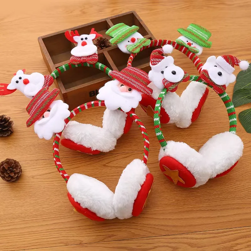Christmas Headbands Cute Christmas Earmuffs Winter Headdress Insulated Party Headband For Winter Sports Family Celebrations