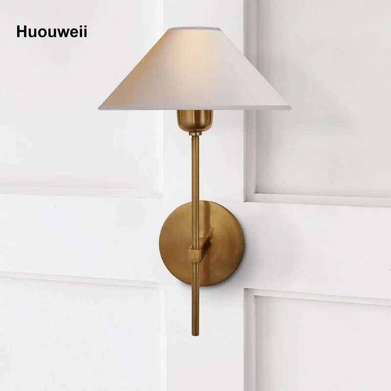 All Copper Fabric Wall Lamp Background Wall Personalized Simple Decorative Lamp Bathroom Corridor Living Room Luxury Wall Lamp