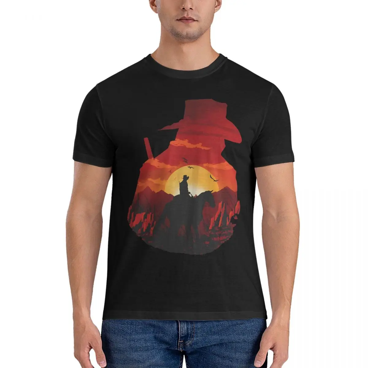 Red-Logo T-Shirts Men Red Dead Redemption Unique 100% Cotton Tee Shirt Crew Neck Short Sleeve T Shirt Summer Tops