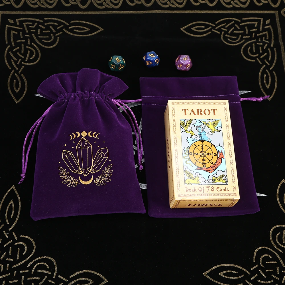Velvet Drawstring Tarot Storage Bag with Embroidery Design