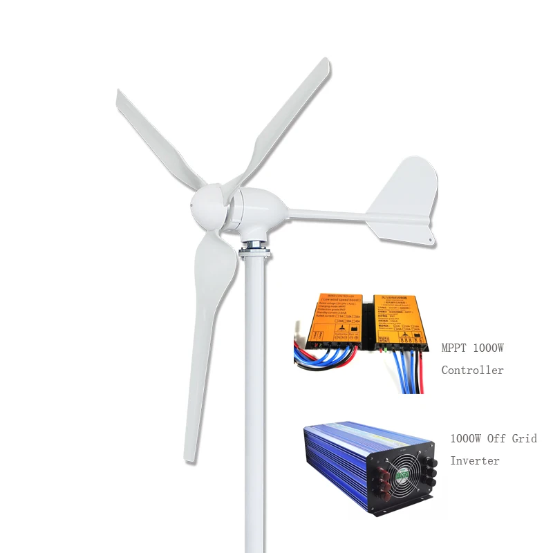 1000w off grid wind power Free Energy System 12v 24V /48v With MPPT Controller and Pure Sine Wave Inverter