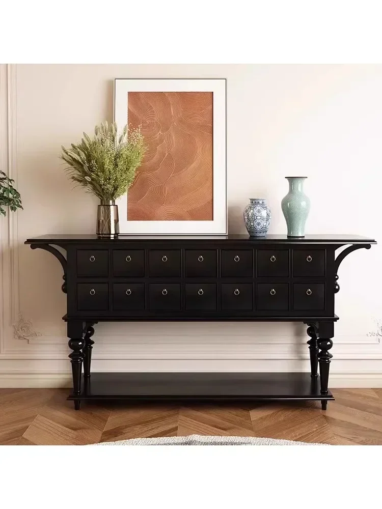 French retro entrance table American old multi-pump chest solid wood entrance cabinet restaurant storage