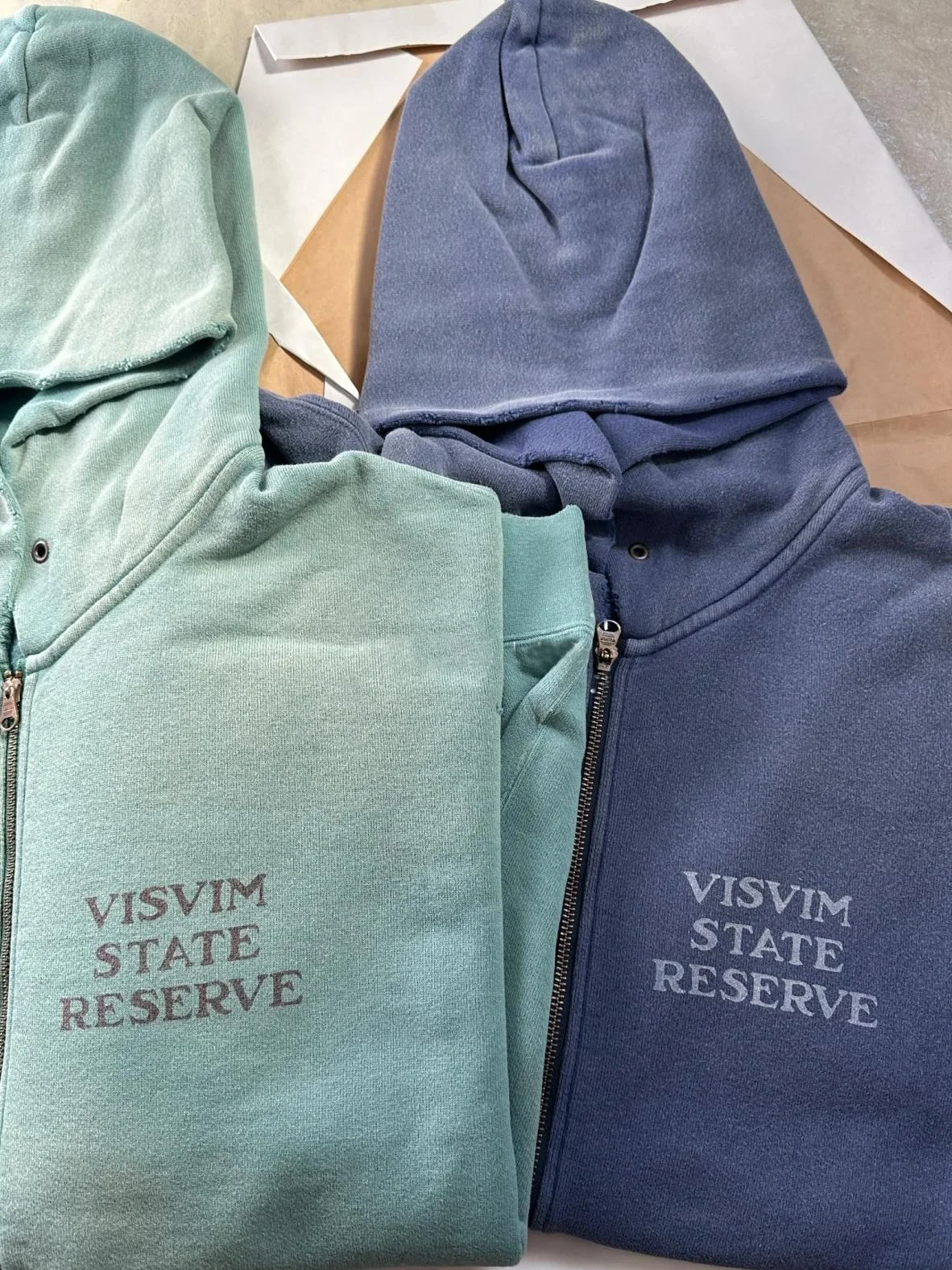 VISVIM FIL 24AW JUMBO HOODIE cotton washed distressed zipper hooded sweatshirt