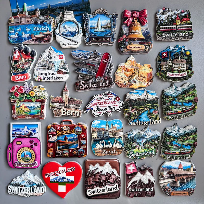 Switzerland Fridge Magnets Swiss Luzern Zurich Rigi Bern Geneva Jungfrau Spiez Zermatt Interlachen Tourist Souvenir Gifts Imanes