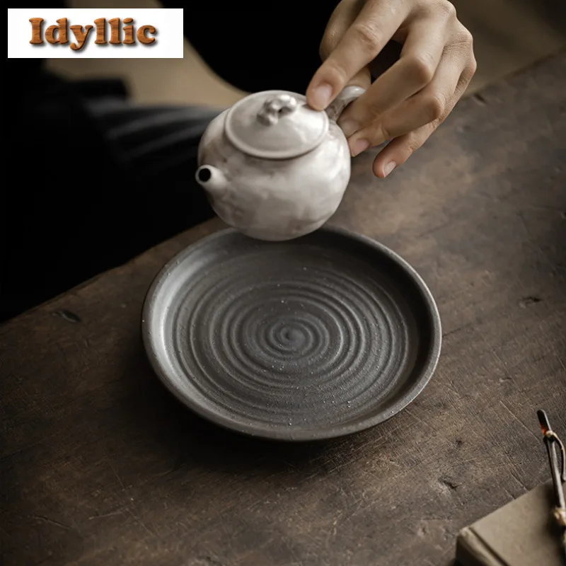 Wabi Sabi Style Powder Yin Pot Bearing Holder Teapots Support Dry Soaking Table Tea Tray Coasters Teaset Accessories Decoration
