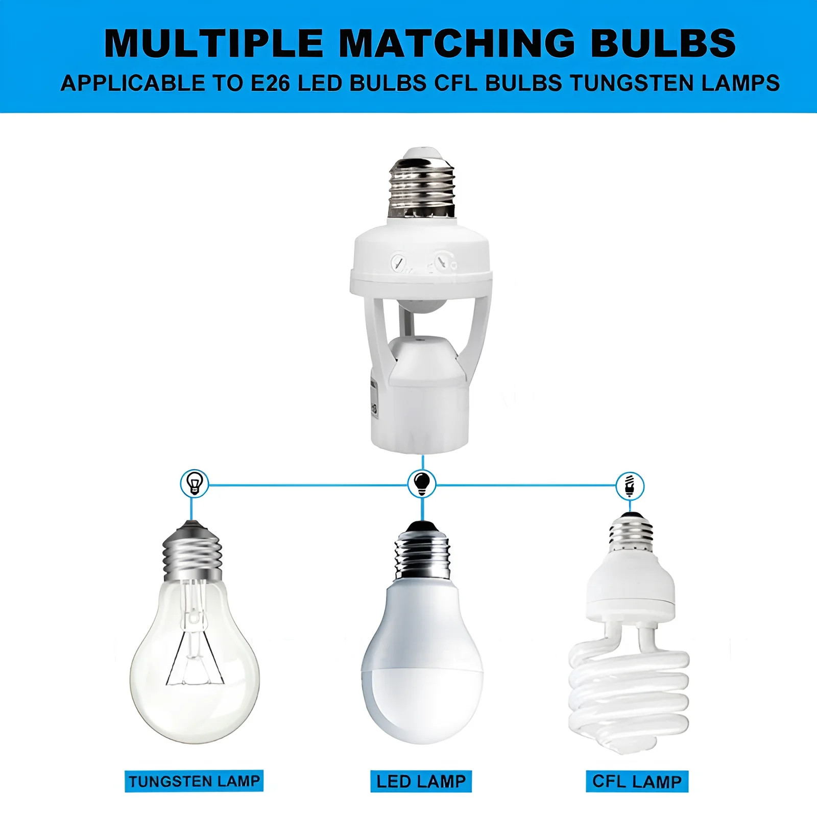 LED Smart 110V 220V PIR Induction Infrared Motion Sensor E27 LED lamp Base Holder With light Control Switch Bulb Socket Adapter