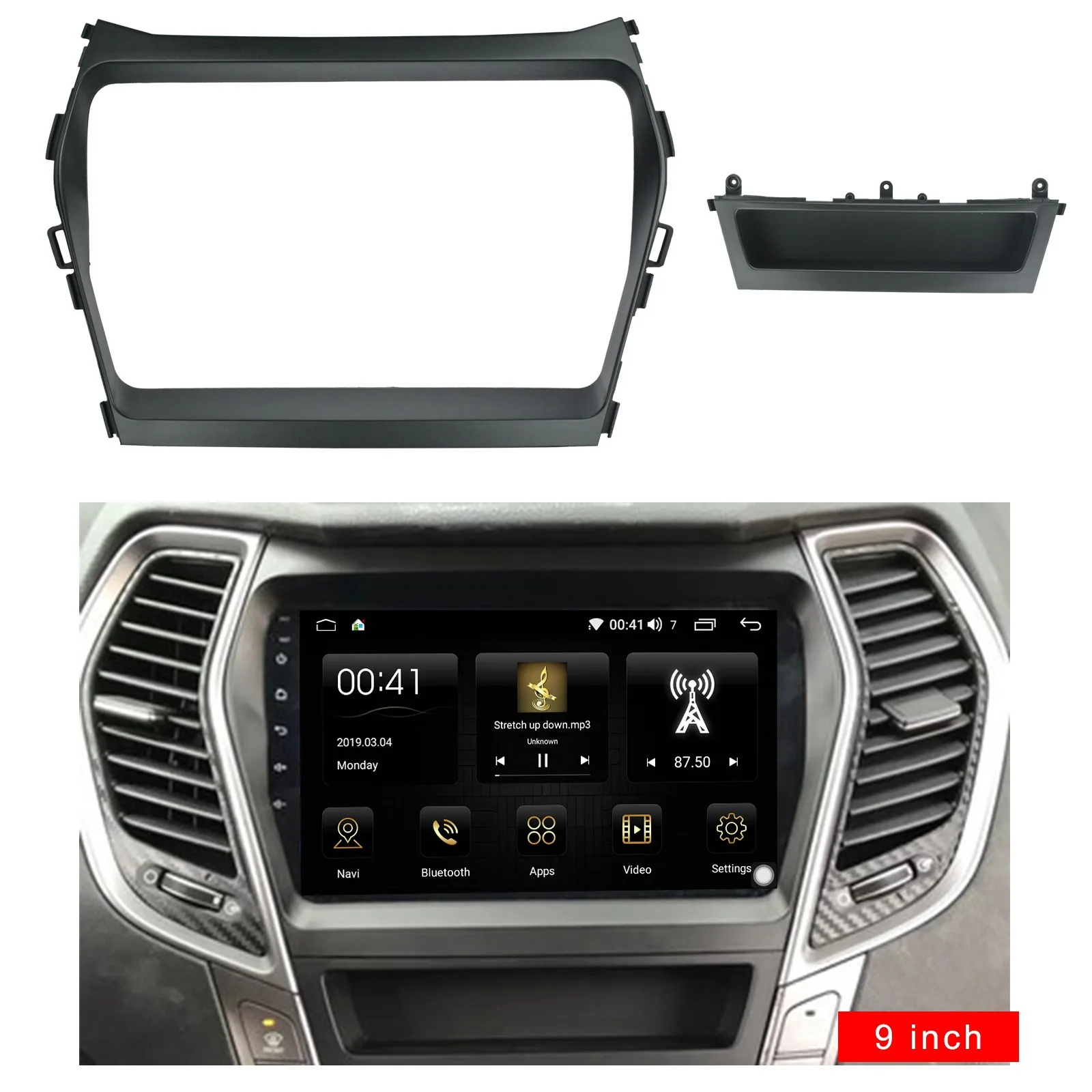 2 Din Car Radio Fascia for IX45 / 15-18 DVD Stereo Frame Plate Adapter Mounting Dash Installation Bezel