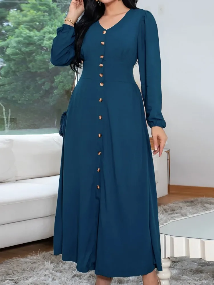 

African Dresses For Women Elegant Polyester 2025 New Muslim Fashion Abayas Dashiki Robe Kaftan Maxi Dress Turkish Africa