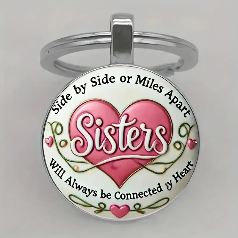 A family key chain set - aluminum alloy, minimalist style round pendant with a kind quote - the perfect gift for sisters, sons, daughters, relatives' birthdays, Christmas and Thanksgiving. Suitable for men and women.
