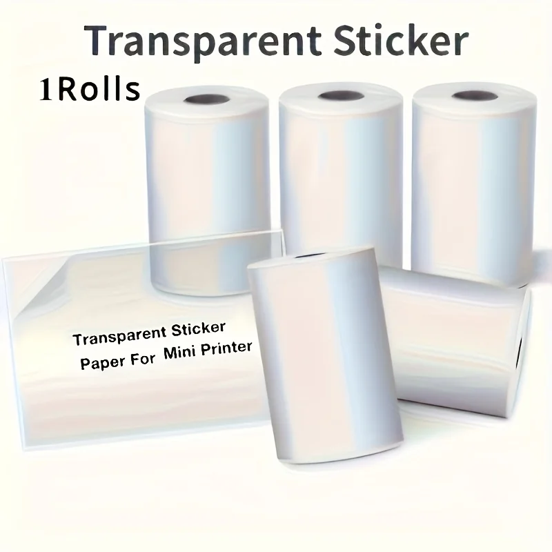 57mmx3m Clear Thermal Sticker Roll - Custom Design/Graphics Labels for T02/M02X/M02L Mini Printers Photo/Study/Journal/Christmas
