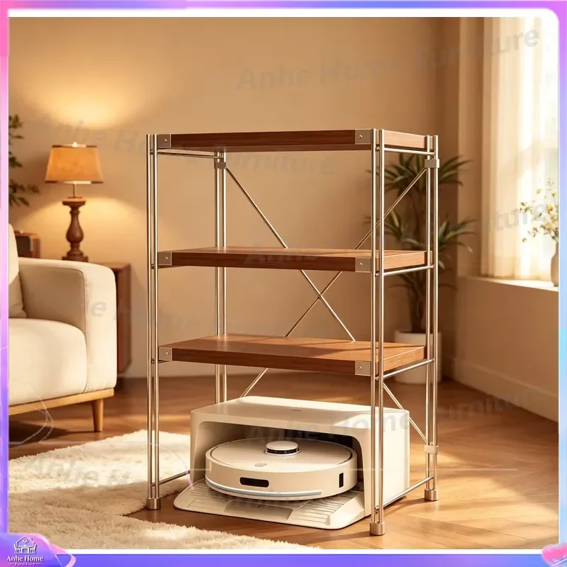 3 Tier Galvanized Steel Storage Rack Retractable Living Room Shelf Minimalist Metal Organizer Cabinet for Farmhouse Gym Home