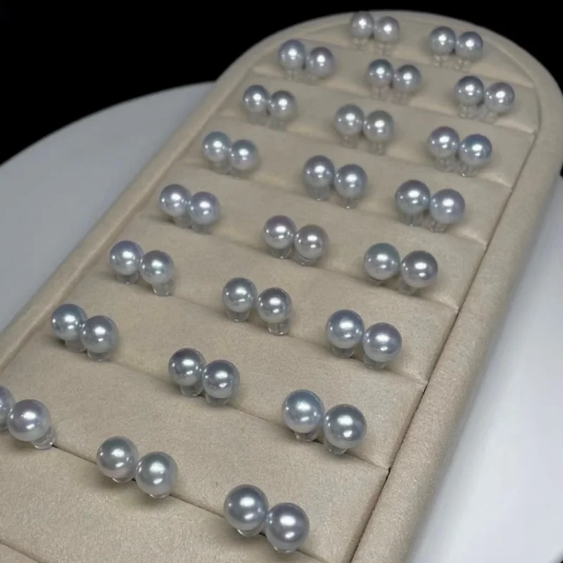 

SGARIT 8-8,5 мм супер яркие круглые синие серьги с натуральным жемчугом Акойя из стерлингового серебра S925, базовые простые серьги для поездок на работу