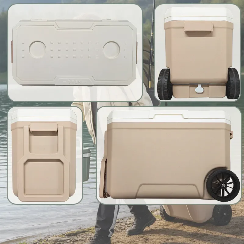 40L Large Capacity Fishing Tackle Box with Wheels Portable Bait Storage Container Hard Case for Angling Gear Outdoor Travel