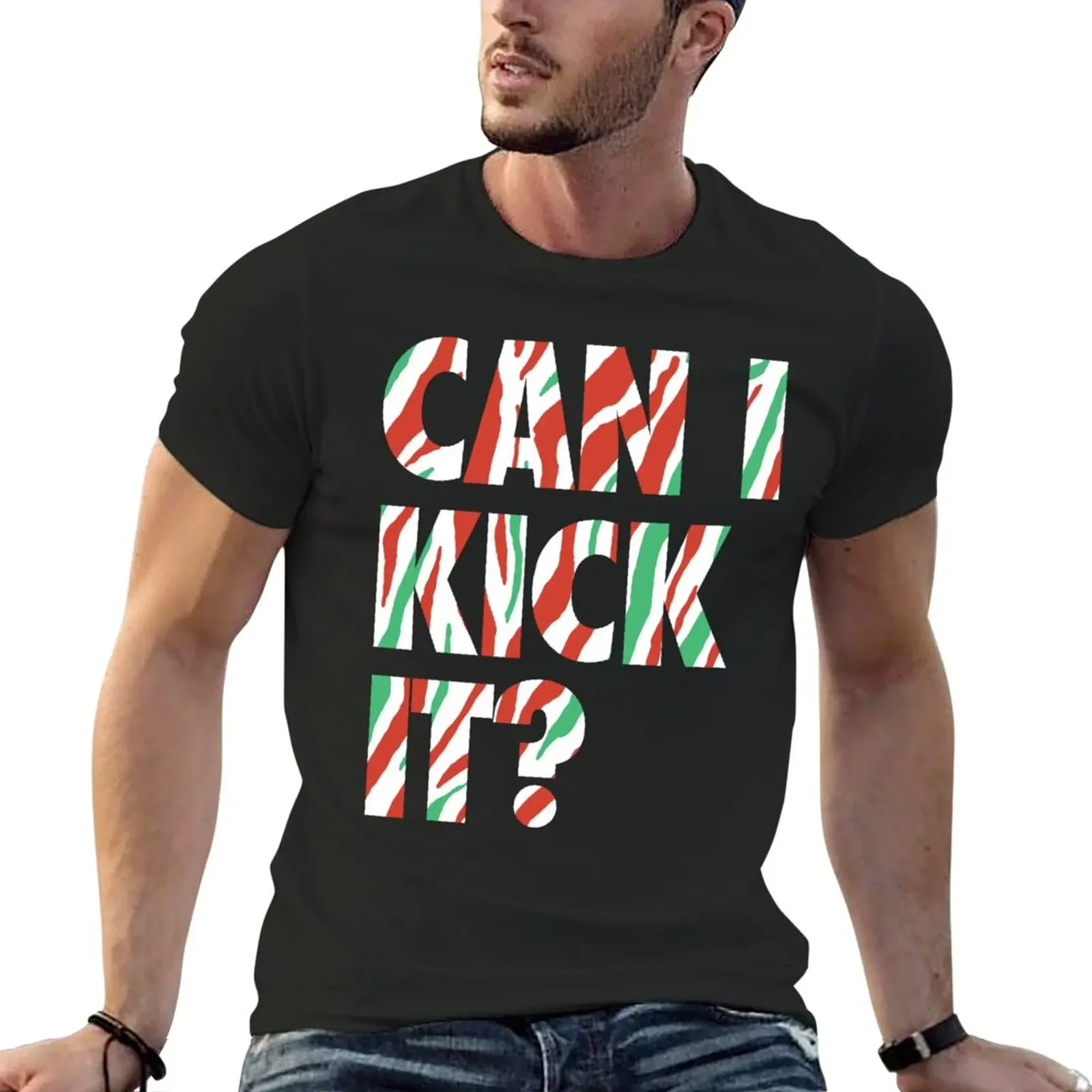 New Can I Kick It? (white) T-Shirt shirts graphic tees Short sleeve tee summer tops plain white t shirts men