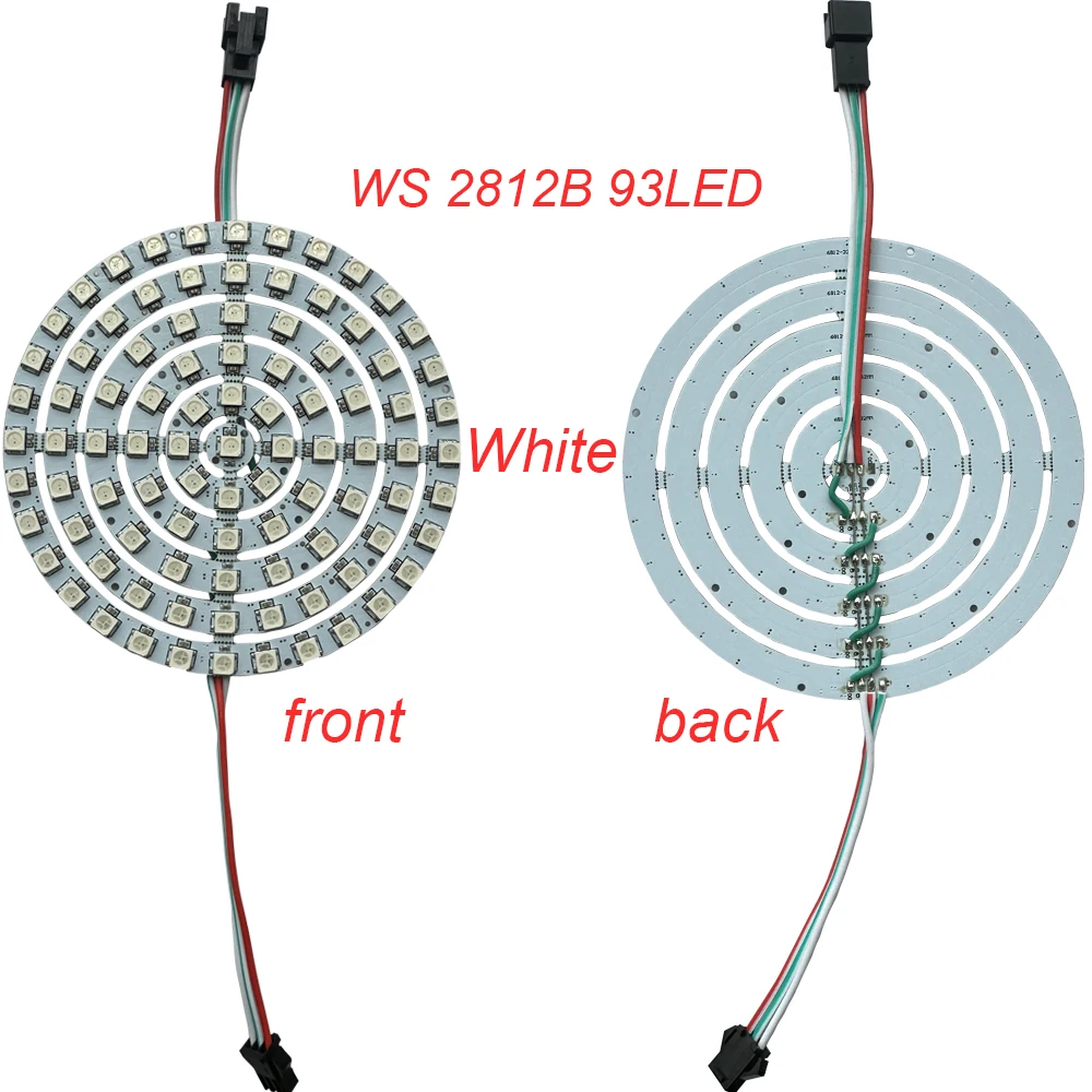 แหวน DC5V WS2812B LED Indressabie 3Pin WS2812 IC buiit-in 5050 RGB DIY รอบ ModuIe93พิกเซลสีขาวสีดำ PCB